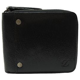 ST DUPONT ZIPPED LEATHER DIAMOND TIP BLACK LEATHER WALLET WALLET Black