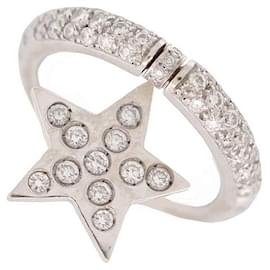 Autre Marque-RING PENDANT STAR T 53 WHITE GOLD 18k diamonds 0.54 CT DIAMONDS GOLDEN RING-Silvery