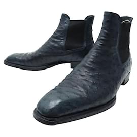 JM Weston-JM WESTON LE CAMBRE BEAUBOURG SHOES 631 7.5D 41.5 OSTRICH LEATHER BOOTS-Navy blue