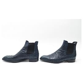 JM Weston-JM WESTON LE CAMBRE BEAUBOURG SHOES 631 7.5D 41.5 OSTRICH LEATHER BOOTS-Navy blue