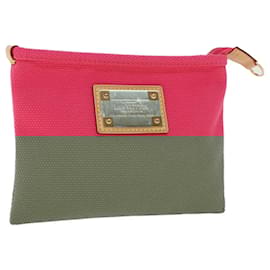 Louis Vuitton-LOUIS VUITTON Antigua Pochette Plat PM Pouch Pink Rose M40068 LV Auth 42984-Brown,Pink