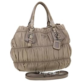 Prada-PRADA Hand Bag Leather 2way Gray Auth 43231-Grey