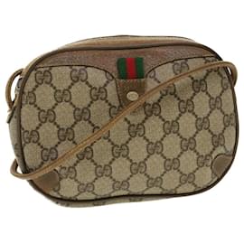 Gucci-GUCCI GG Supreme Web Sherry Line Shoulder Bag Beige Red 89.02.066 auth 43663-Red,Beige