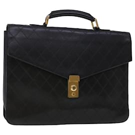 Chanel-CHANEL Business Bag Couro Preto CC Auth bs5723-Preto