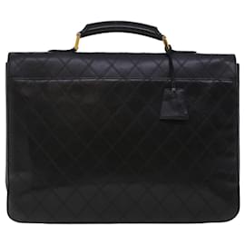 Chanel-CHANEL Business Bag Cuero Negro CC Auth bs5723-Negro