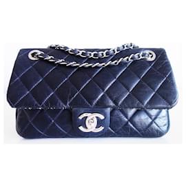 Chanel-Chanel Classic leather and tweed bag-Blue