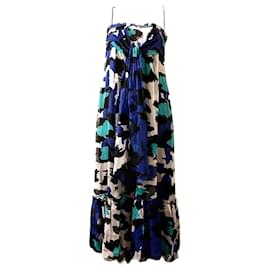 Diane Von Furstenberg-DvF Tarot silk dress, maxi-Black,Blue