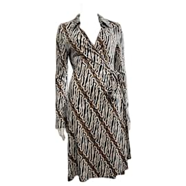 Diane Von Furstenberg-DvF vintage Jeanne silk wrap dress-Brown,Black,Cream