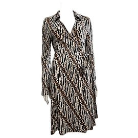 Diane Von Furstenberg DvF Vestido vintage envelope de seda Jeanne Marrom Preto Cru
