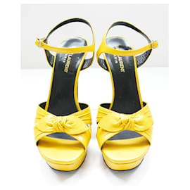 Saint Laurent-Saint Laurent Bianca sandales plateforme nœud devant jaune-Jaune