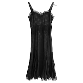 Dolce & Gabbana-Dolce & Gabbana black polka dot silk and lace dress-Black