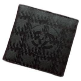 Chanel Travelling One CC Wallet Black Leather and Canvas Black
