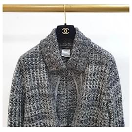Chanel-Veste en tricot à revers scintillant Chanel-Gris anthracite