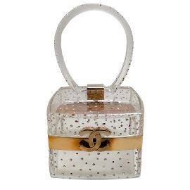Chanel 2004 Vanity case quadrato in lucite trasparente con cristalli multicolori Altro