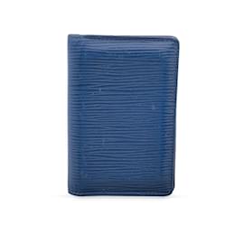 Louis Vuitton-Blue Epi Leather Card Holder Pocket Organizer Wallet-Blue