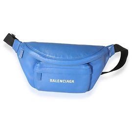 Balenciaga Blue Leather Everyday Logo Belt Bag Blue
