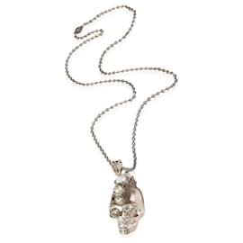 Alexander Mcqueen-Alexander McQueen Skull Pendant with Faux Crystals-Silvery,Metallic