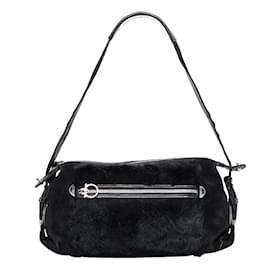 Salvatore Ferragamo-Suede Shoulder Bag AU-21 5737-Black