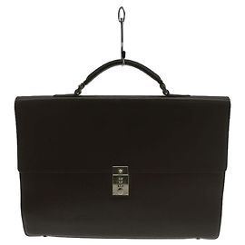 **Gianni Versace Brown Leather Briefcase Brown