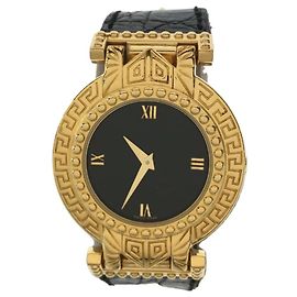 **Gianni Versace Analog Quartz Watch Black Gold hardware