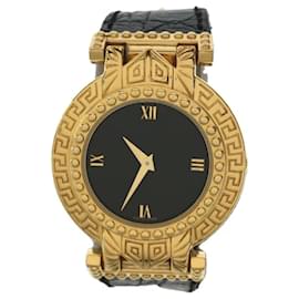 Gianni Versace-**Reloj de cuarzo analógico Gianni Versace-Negro,Gold hardware
