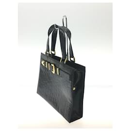 Gianni Versace-**Gianni Versace Black Leather Croco-Embossed Handbag-Black