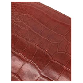 Gianni Versace-**Bolsa de ombro Gianni Versace de couro vermelho com estampa de crocodilo-Vermelho