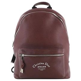 Christian Dior Burgundy Grained Leather Backpack Dark red