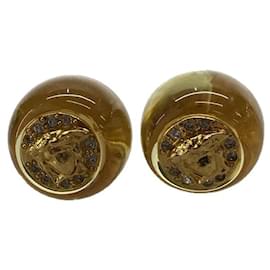 Gianni Versace-**Gianni Versace Gold Colored Stone Earrings-Gold hardware
