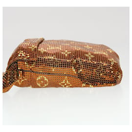 Louis Vuitton-LOUIS VUITTON Monogram Mesh Frances Shoulder Bag Sequin M92287 LV Auth 44524a-Bronze