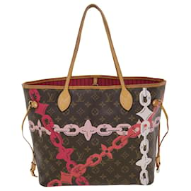 Louis Vuitton-LOUIS VUITTON Monogram Bay Neverfull MM Einkaufstasche Rot Rosa M41991 LV Auth 44003-Pink,Rot,Monogramm