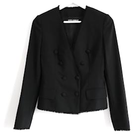 Dolce & Gabbana-Dolce & Gabbana Fringe Edged Black Jacket-Black