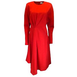 Alexandre Vauthier Abito midi in viscosa a maniche lunghe rosso Rosso