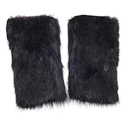 Prada-Prada Black Beaver Fur Cuffs-Black