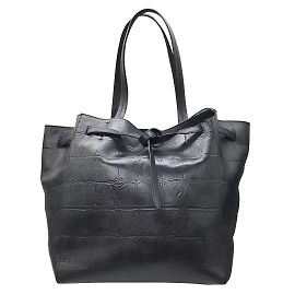 Céline Bolsa tote de couro com relevo preto Celine Cabas Phantom Croc Preto