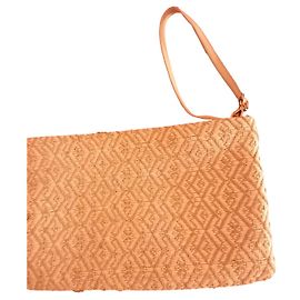 Clutch Gerard Darel Bege Listrada com Alça de Couro Branco Outro
