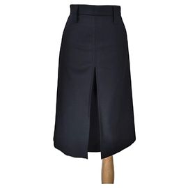 Saia midi Prada azul marinho de lã e mohair Azul marinho