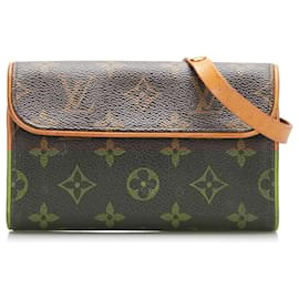 Louis Vuitton-Louis Vuitton Brown Monogram Pochette Florentine-Marrom