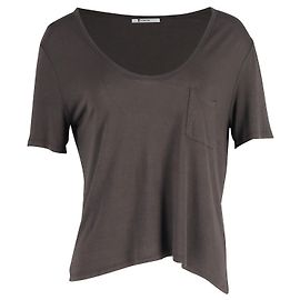 T By Alexander Wang Classic Pocket Tee em Olive Green Rayon Verde Verde oliva
