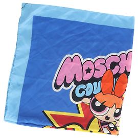 Cachecol quadrado Moschino As Meninas Superpoderosas em seda azul Outro