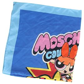 Moschino-Moschino The Powerpuff Girls Pow Square Scarf in Blue Silk-Other