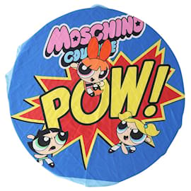 Moschino-Moschino The Powerpuff Girls Pow Square Scarf in Blue Silk-Other