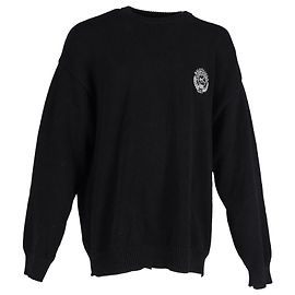 Balenciaga Pull Ras du Cou Chest Logo en Coton Noir Noir