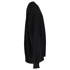 Balenciaga-Jersey de algodón negro con cuello redondo y logo en el pecho de Balenciaga-Negro
