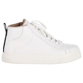 Tênis cano alto Chloé Lauren em couro de bezerro branco Branco