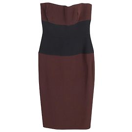 Vestido de panel sin tirantes en seda burdeos de Victoria Beckham Roja Burdeos