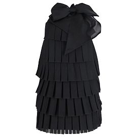 Balmain Mini-robe En Maille Plissée Et Nœud En Nylon Noir Noir