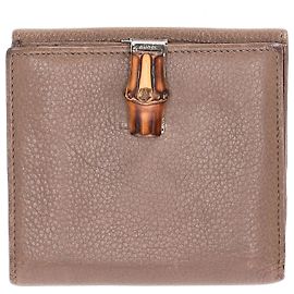 Cartera Gucci Bamboo Bar Compact en Cuero Beige Beige