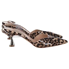 Casadei-Casadei Leopard Print Slingback Mules in Brown PVC-Other