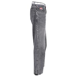 Balenciaga-Calça jeans com cós com logo Balenciaga em algodão cinza-Cinza